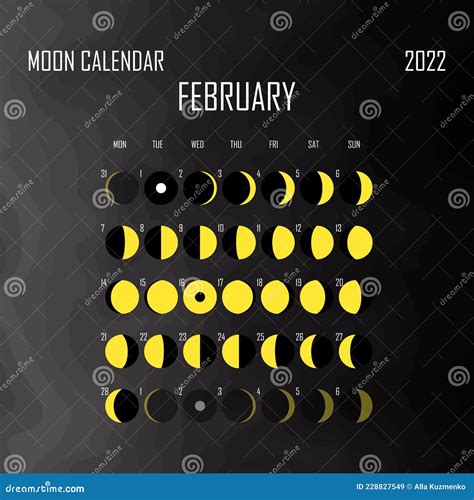 February 2022 Moon Calendar. Astrological Calendar Design. Planner ...