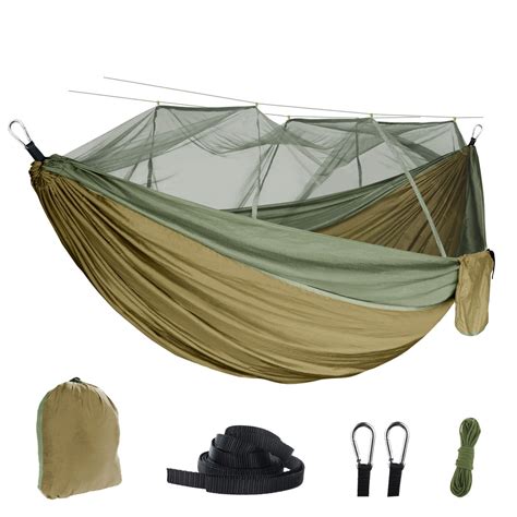 Emlimny Camping Hammock, Portable Double Hammock with Net, 2 Person Hammock Tent with 2 * 10ft ...