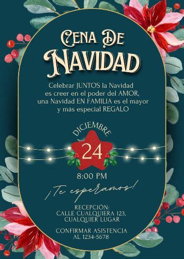 Plantilla En Canva Editable De Tarjeta De Invitación Cena De Navidad Nochebuena In 2024