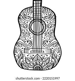 Guitar Mandala Zentangle Art Music Art Stock Vector Royalty Free