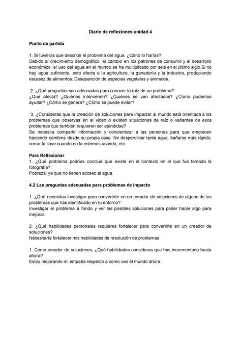 Diario De Reflexiones Empatia Unidad 4 Diario De Reflexiones Unidad 4