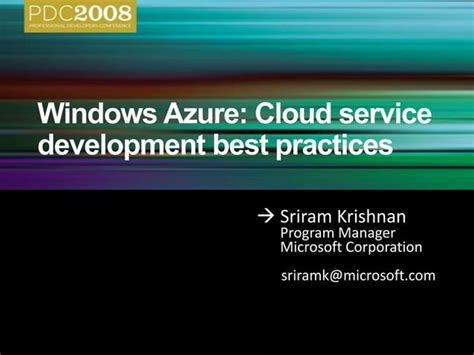 Windows Azure Cloud Service Development Best Practices Ppt