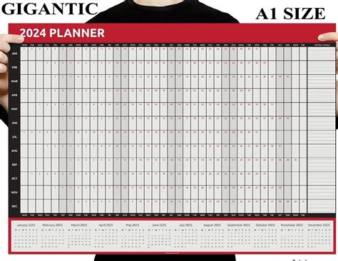 2024 A1 Size Full Year Wall Planner Grelly Uk