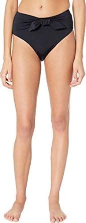 Amazon Trina Turk Women S High Waist Faux Tie Bikini Swimsuit Bottom Black Getaway Solids