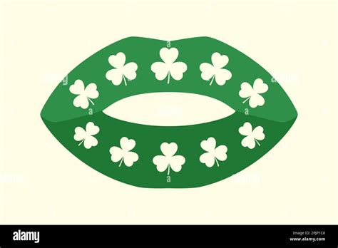 Lucky Kiss Green Lips With Shamrock Irish Kiss 3 Leaf Clover St