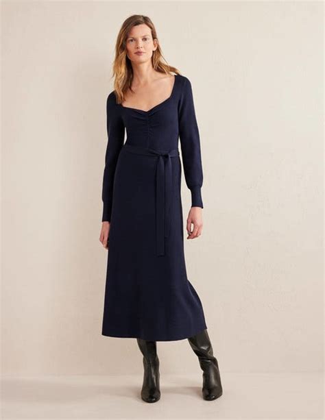 Robe Midi Avec Encolure En Cœur Bleu Marine Boden Fr