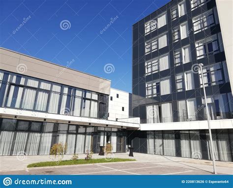 Modern Building In Sarajevo Bosnia And Herzegovina Blue And Cloudy