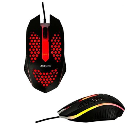 Mouse Gamer Ptico Fio Ultraleve Colmeia Led Rgb Exbom Mouse