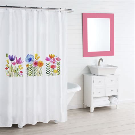 Ripley CORTINA DE BAÑO TUYO PRINT JARDÍN DE FLORES 100 ALGODÓN