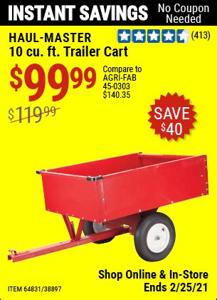 HAUL-MASTER 10 Cubic Ft. Heavy Duty Trailer Cart for $99.99 – Harbor Freight Coupons