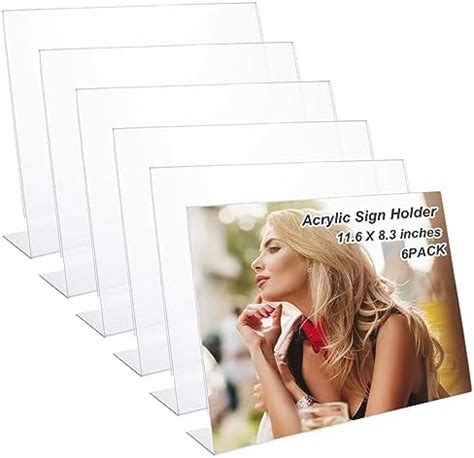 SHUESS 6 Pcs A4 Acrylic Sign Holder Landscape Display Stand 11 6 X