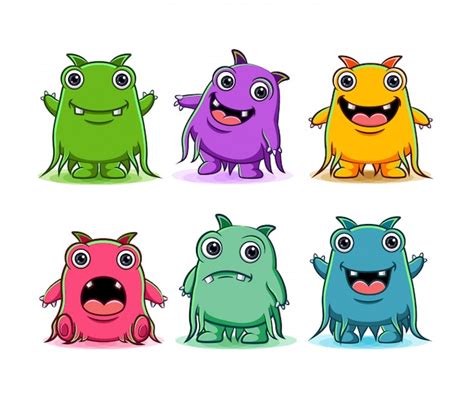 Premium Vector Set Of Cute Monsters Character Illustration