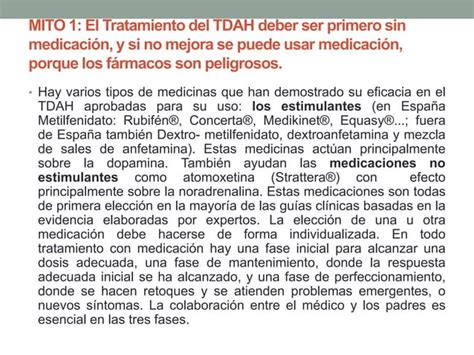 Mitos Del Tratamiento Farmacol Gico En El Tdah Ppt