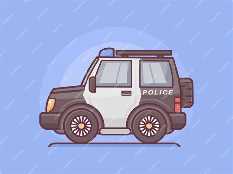 Premium Vector | Police car vector illustration with outline style