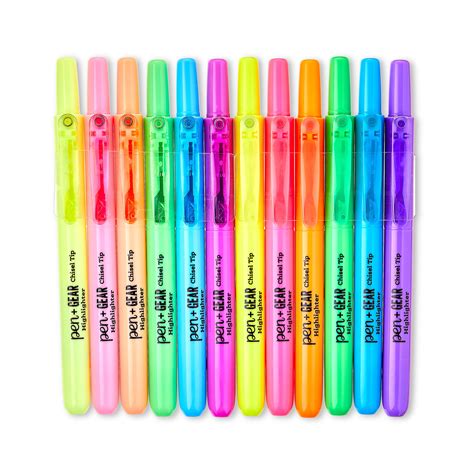 Pen Gear Retractable Highlighters Assorted Colors Chisel Tip