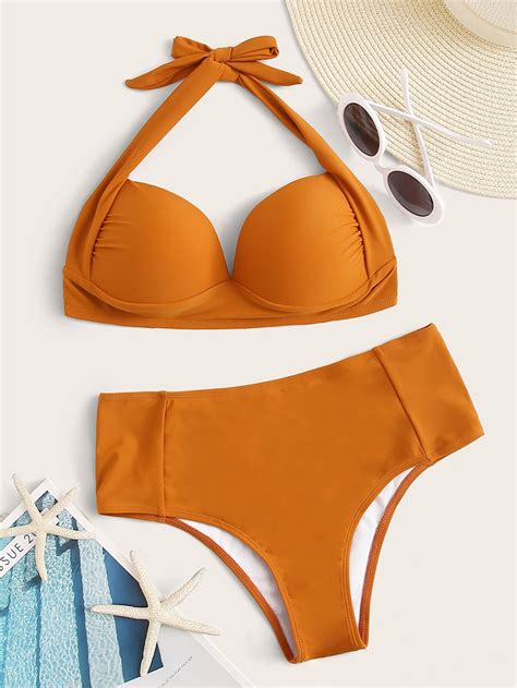 Halter Top With High Waist Bikini