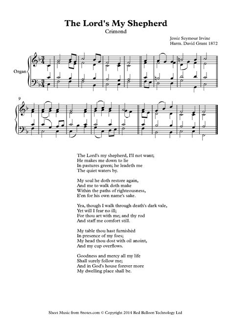 Irvine The Lord S My Shepherd Crimond Sheet Music For Voice