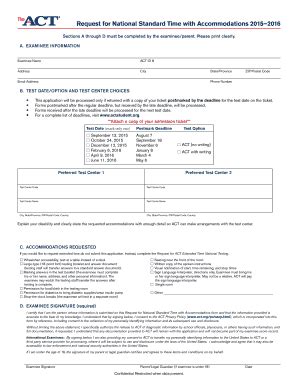 Fillable Online Request For National Standard Time With Accommodations