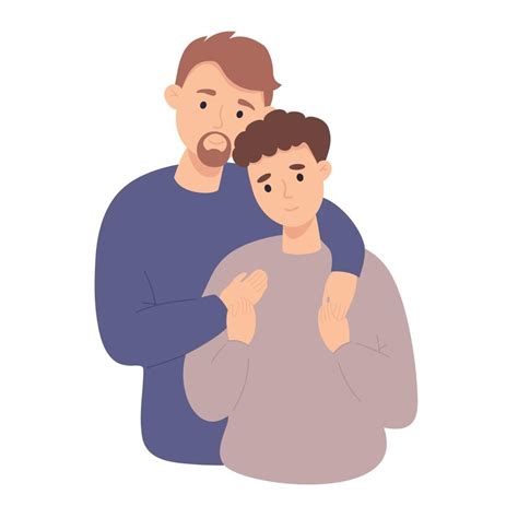 Feliz Pareja Gay Abrazándose Cariño Pareja Juntos Familia Lgbt Orgullo Lgbt Ilustración