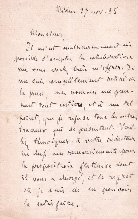 Emile Zola Rougon Macquart Lettre Autographe Sign E Un