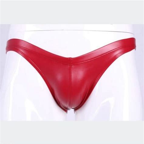Men S Spandex Faux Latex Briefs Wet Look Low Waist Stretch Underpants Lingerie Ebay