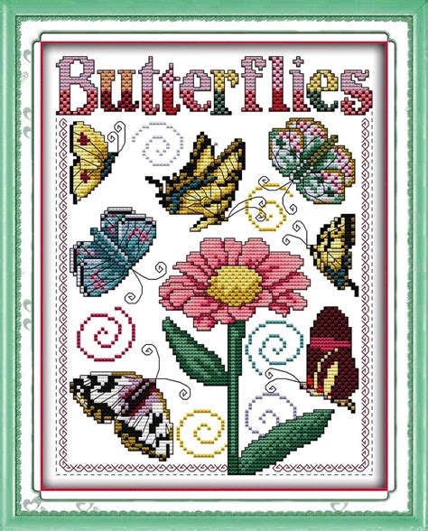 Aliexpress Buy Butterflies Counted Printed On Fabric Dmc