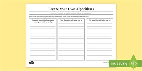 Create Your Own Algorithms Worksheet Worksheet Cfe Digital Learning