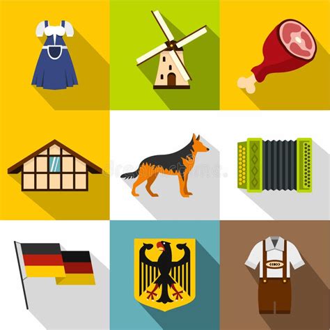 La República De Los Iconos De Alemania Fijó Estilo Plano Ilustración