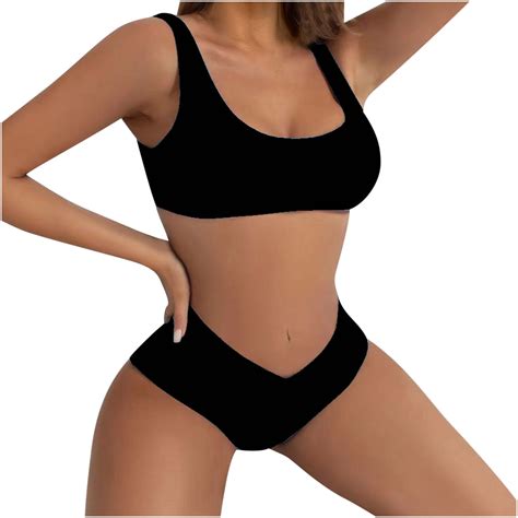 Women S Ribbed O Ring String Bikini Swimsuit Two Pieces Bathing Suit