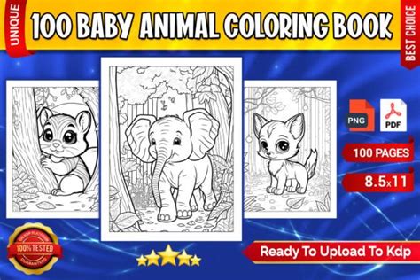 100 Baby Animal Coloring Book Graphic by Geniousify · Creative Fabrica