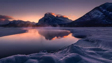 Purple Landscape Reflection Mountain Mount Scenery Canada Sky