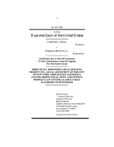 Pln Us Supreme Court Amicus Brief In Support Of Certiorari In Jones V