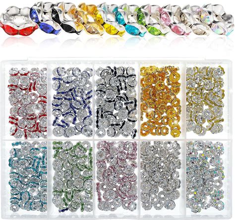 Pcs Mm Sparkling Crystal Spacer Beads Colors Crystal Plated