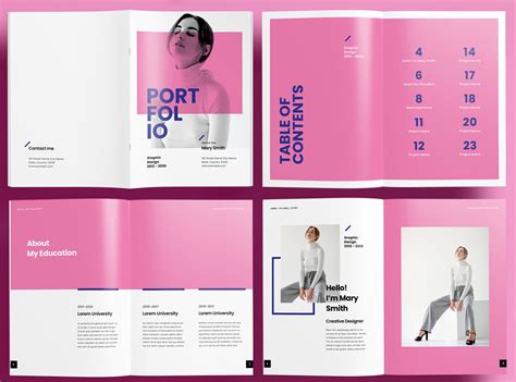 Free Pink Portfolio Templates Indesign