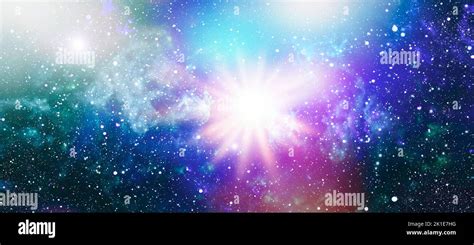 Galaxy Space As A Supernova Colorful Light Glowing Space Nebula Blue