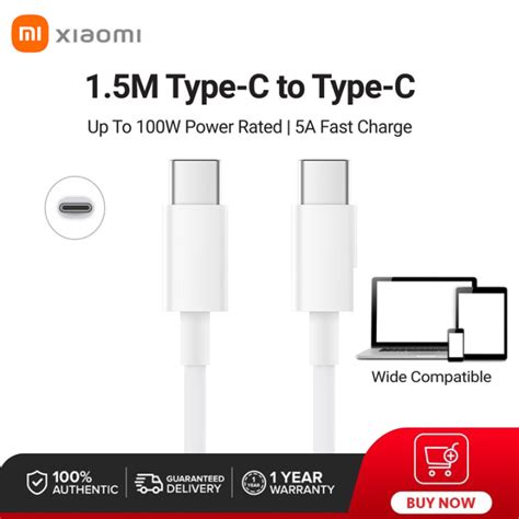 Xiaomi Usb C To Type C Fast Charge Data Cable E Mark Certified 5v 100w 1 5m Lazada Ph