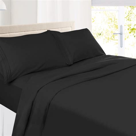 Clara Clark Premier 1800 Microfiber Collection 3 Line Bed Sheet Set Twin Xl Size Black