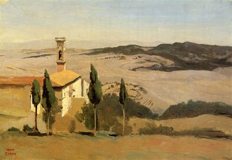 Volterra Church And Bell Tower Painting Jean Baptiste Corot Oil