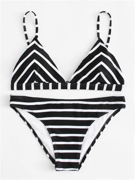 Shein Striped High Leg Mix And Match Bikini Set Artofit