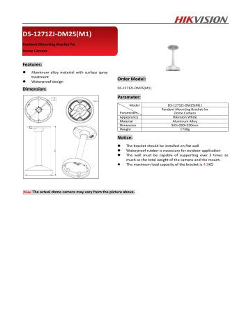 Hikvision Ds Zj Dm M Cctv Accessory Data Sheet Manualzz