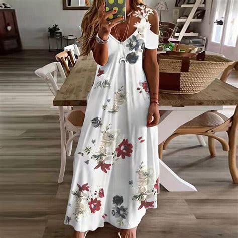 Strandkleid Tank Kleid Langes Maxi Sommerkleid Urlaub Boho Kalte