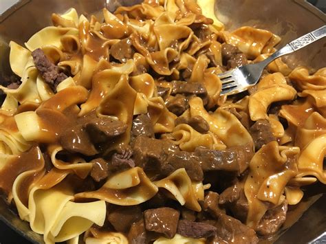 [homemade] Beef Stroganoff 2 Lbs Egg Noodles 2 Lbs Stewing Beef Four Cups Gravy R Food