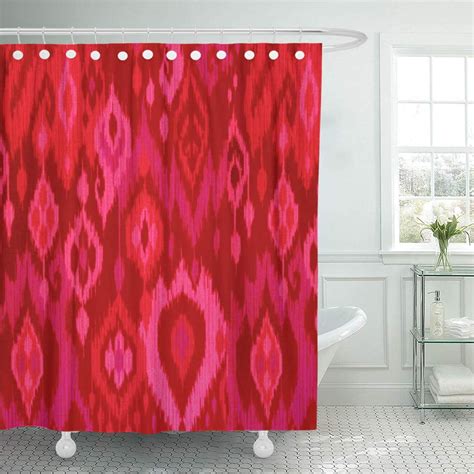 Cynlon Pattern Boho Chic Red Pink Fuchsia Ikat Tribal Modern Bathroom