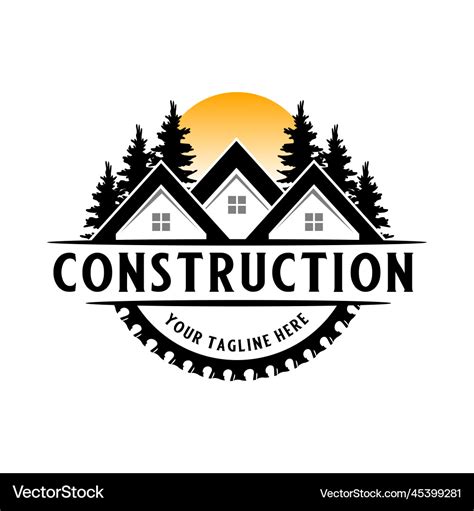 Classic construction logo design Royalty Free Vector Image