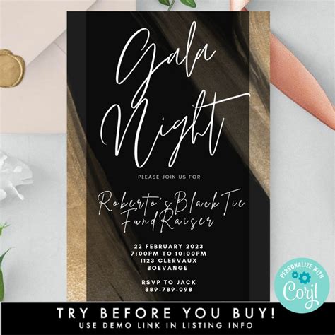 Electronic Gala Night Party Invitation Template Paperless Etsy