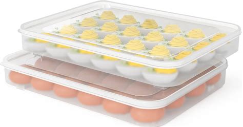 L Deviled Egg Containers With Lid Set Of Plastic Egg Holder For