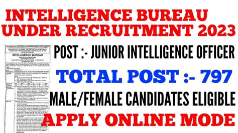 Intelligence Bureau Under Junior Intelligence Officer Recruitment 2023