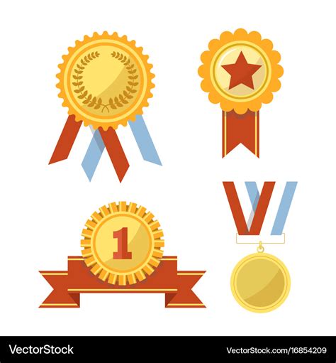 Gold Awards And Medals With Ribbons Royalty Free Vector