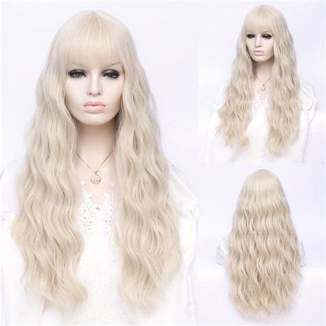 Cm Long Water Wave Hair Wigs With Bangs Synthetic Body Wave Hair