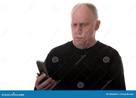 Old Guy Confused At Phone Or Wrong Number Stock Image Image Of Cell